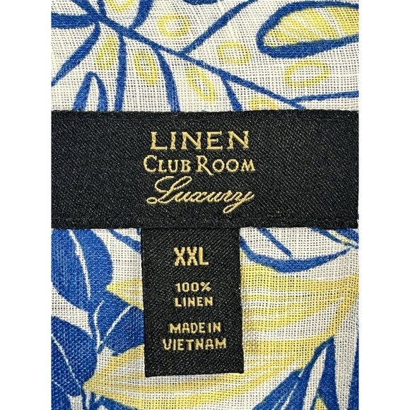 Luxury Mens Club Room Linen Floral Button Up Shirt Blue Tropical Resort Sz XXL - Picture 4 of 6